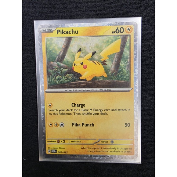 Pokemon TCG Basic Pikachu Card 002/015 Lightning Type HP 60 Charge Pika  Punch